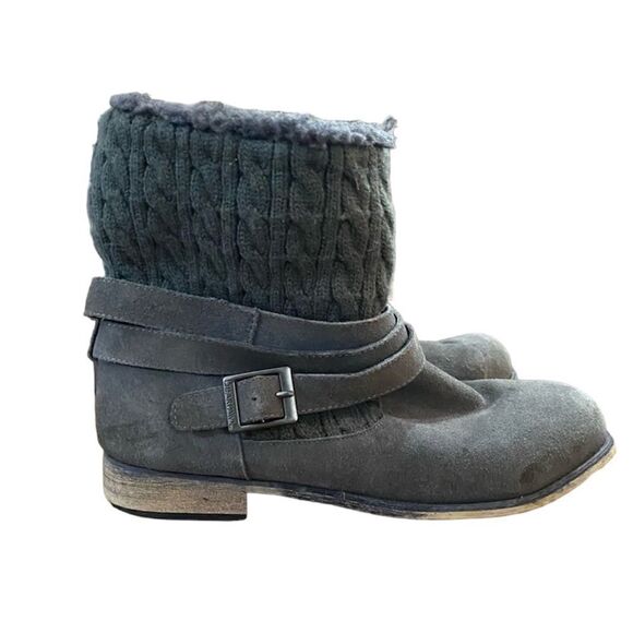 Bearpaw Shania Grey Suede Boots Shearling Lining - Picture 1 of 15